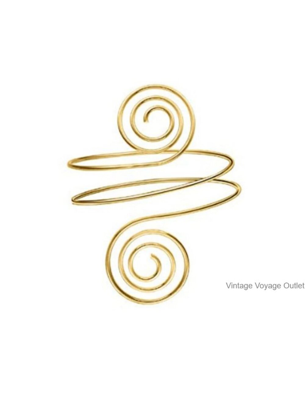 Gold Plated Arm Cuff Open Adjustable Upper Arm Bangle Minimalist Coil Swirl